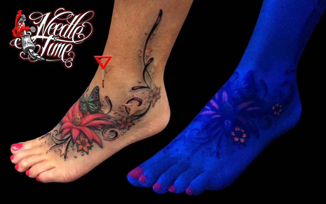 Floral foot tattoo